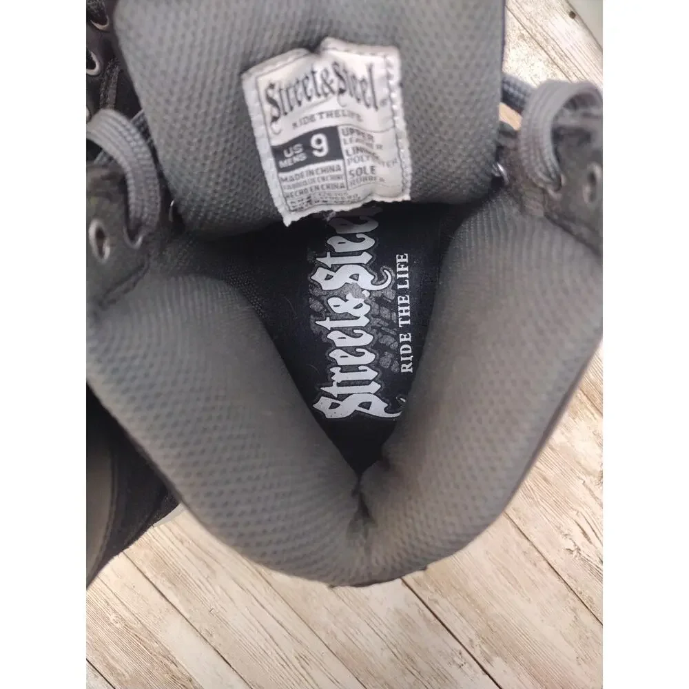 Street And Steel Kickstarter Moto Riding Hightops Black Leather Mens 9